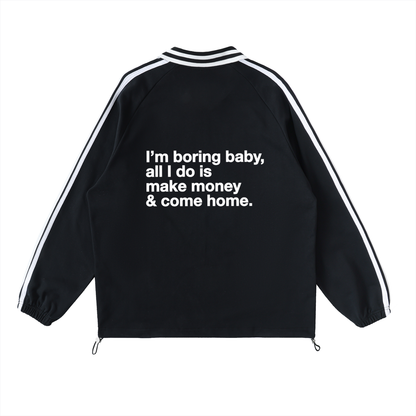 Contrast Striped Lapel Collar Sweatshirt