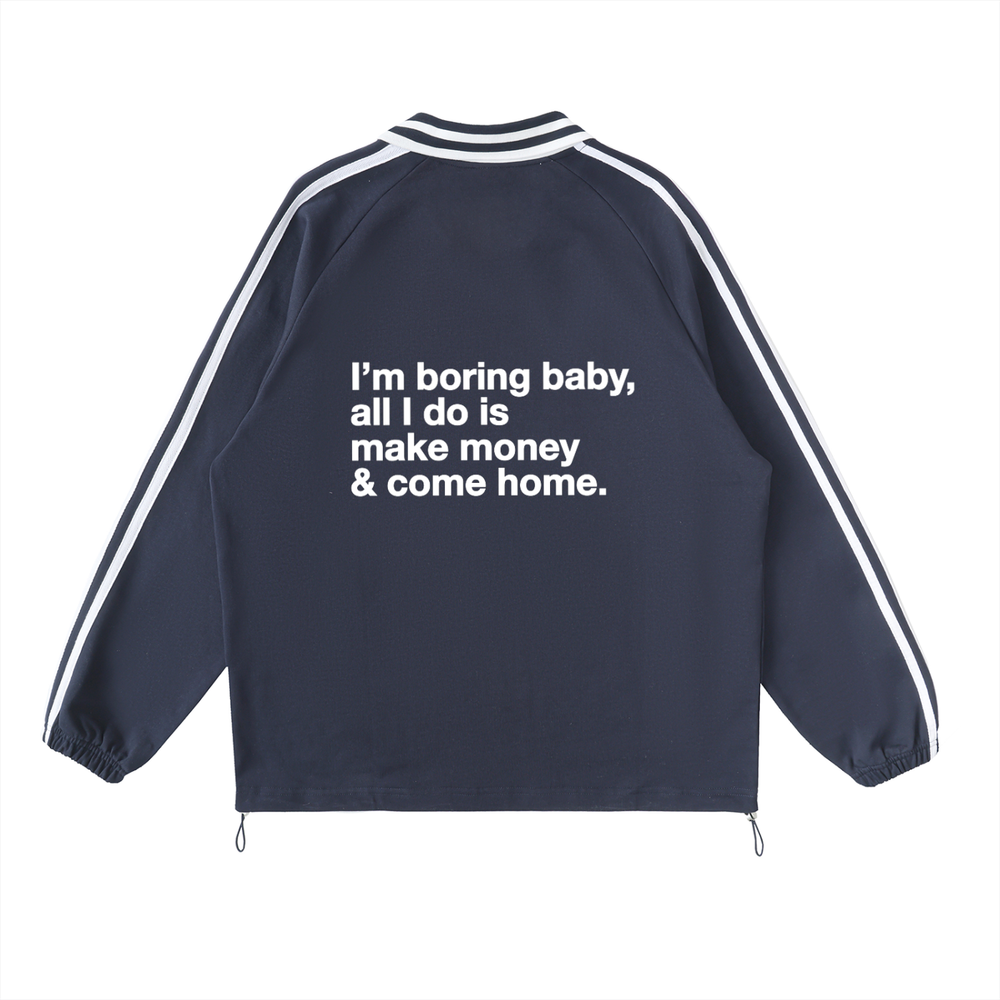 Contrast Striped Lapel Collar Sweatshirt