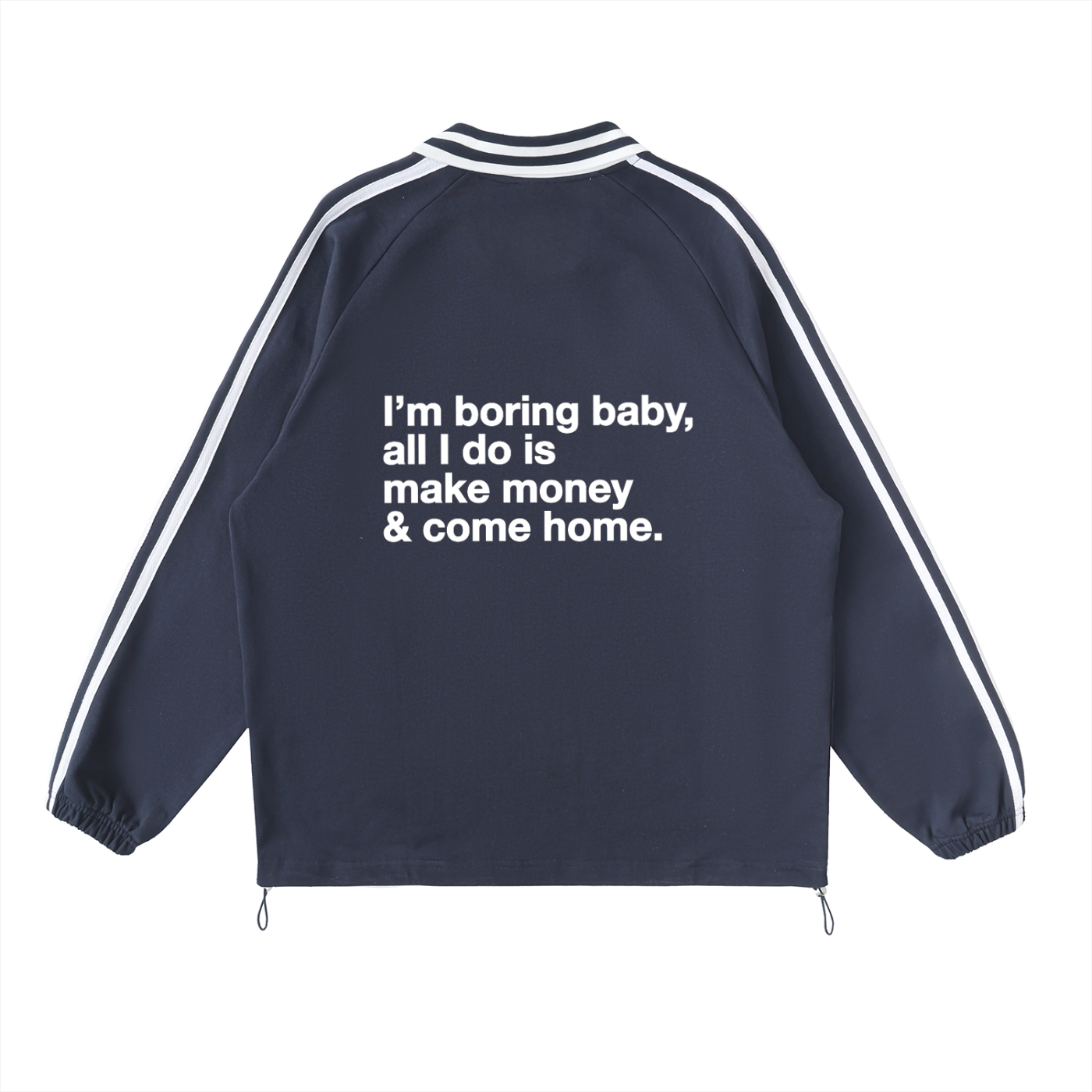Contrast Striped Lapel Collar Sweatshirt